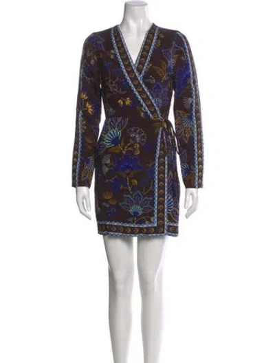 Pre-owned Farm Rio Printed Mini Dress In Green