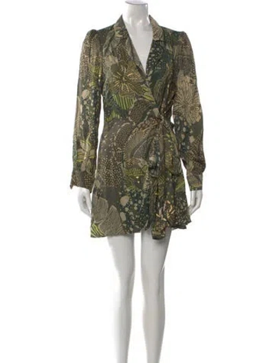 Pre-owned Farm Rio Printed Mini Dress In Green