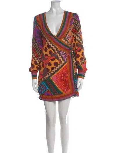 Pre-owned Farm Rio Printed Mini Dress In Green