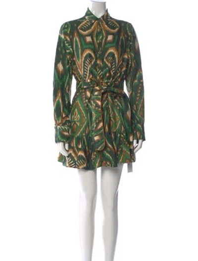 Pre-owned Farm Rio Printed Mini Dress In Green