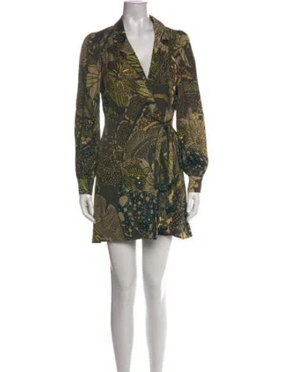 Pre-owned Farm Rio Printed Mini Dress In Green