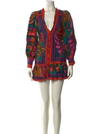 Pre-owned Farm Rio Printed Mini Dress In Multi