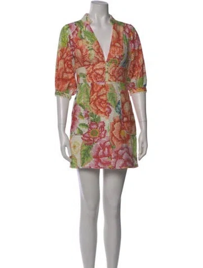 Pre-owned Farm Rio Printed Mini Dress In Multi