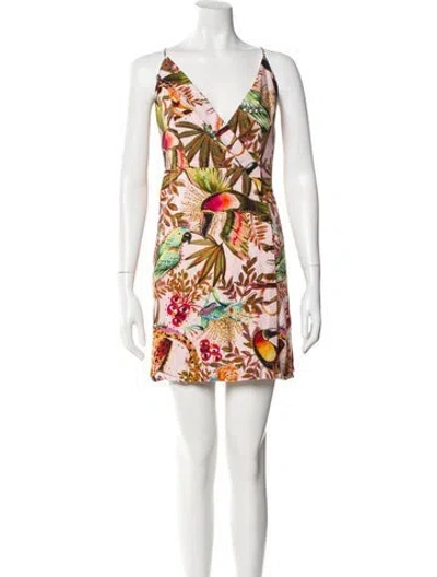 Pre-owned Farm Rio Printed Mini Dress In Neutral