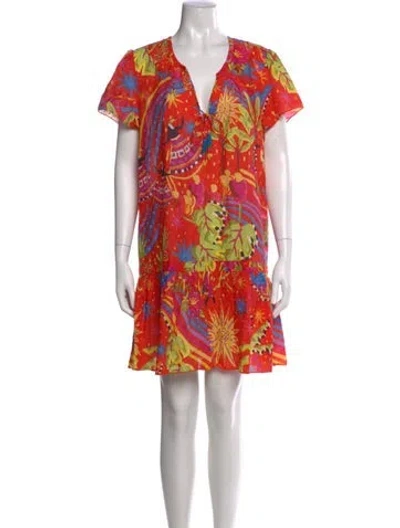 Pre-owned Farm Rio Printed Mini Dress In Neutral