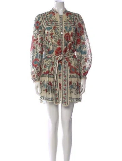 Pre-owned Farm Rio Printed Mini Dress In Neutral