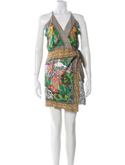 Pre-owned Farm Rio Printed Mini Dress In Neutral