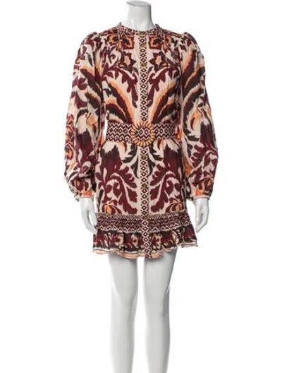 Pre-owned Farm Rio Printed Mini Dress In Neutral