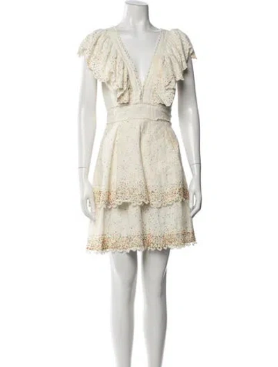 Pre-owned Farm Rio Printed Mini Dress In Neutral