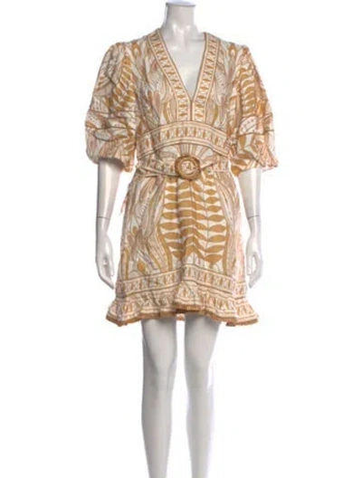 Pre-owned Farm Rio Printed Mini Dress In Neutrals