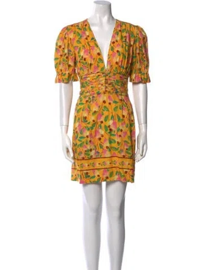 Pre-owned Farm Rio Printed Mini Dress In Orange