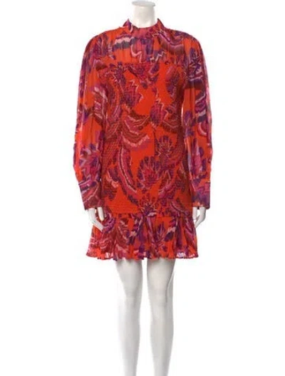 Pre-owned Farm Rio Printed Mini Dress In Orange