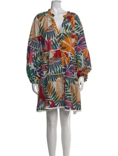 Pre-owned Farm Rio Printed Mini Dress In Orange
