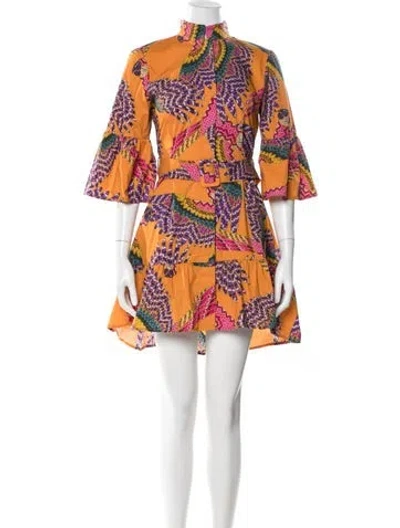 Pre-owned Farm Rio Printed Mini Dress In Orange