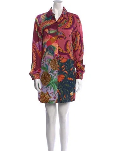 Pre-owned Farm Rio Printed Mini Dress In Pink