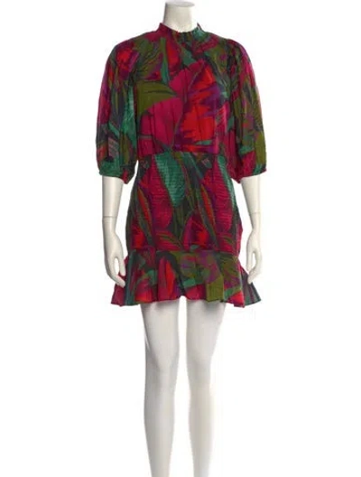 Pre-owned Farm Rio Printed Mini Dress In Pink