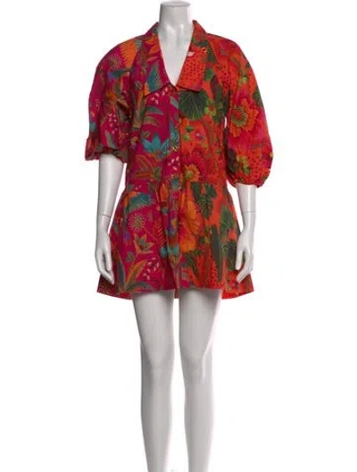 Pre-owned Farm Rio Printed Mini Dress In Pink