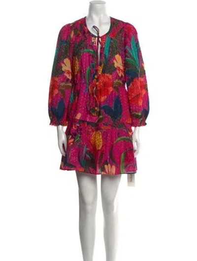 Pre-owned Farm Rio Printed Mini Dress In Pink