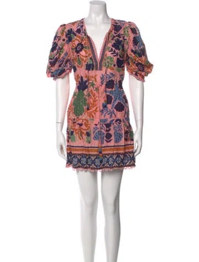 Pre-owned Farm Rio Printed Mini Dress In Pink