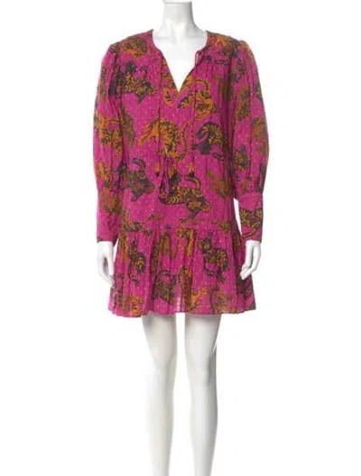 Pre-owned Farm Rio Printed Mini Dress In Pink