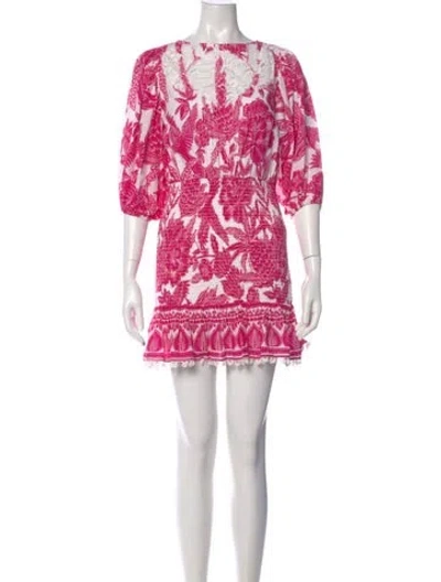 Pre-owned Farm Rio Printed Mini Dress In Pink
