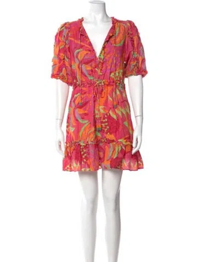 Pre-owned Farm Rio Printed Mini Dress In Pink