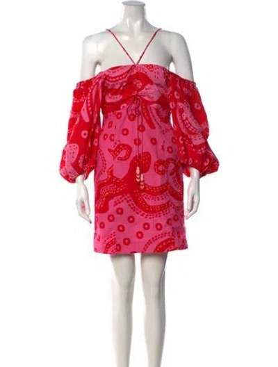 Pre-owned Farm Rio Printed Mini Dress In Pink