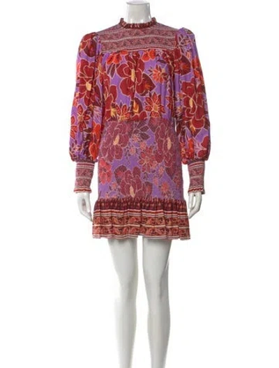 Pre-owned Farm Rio Printed Mini Dress In Purple