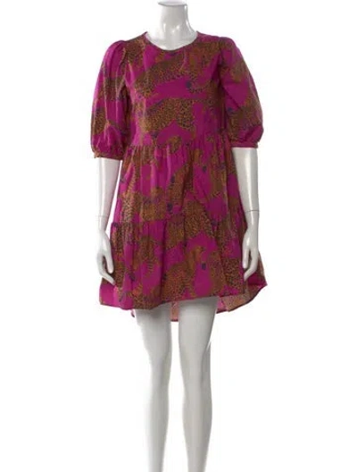 Pre-owned Farm Rio Printed Mini Dress In Purple