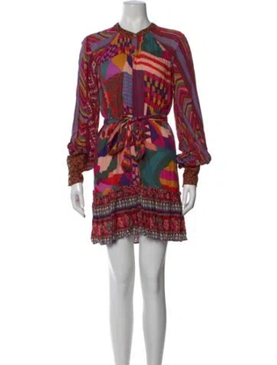 Pre-owned Farm Rio Printed Mini Dress In Purple