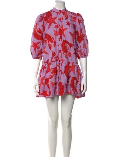 Pre-owned Farm Rio Printed Mini Dress In Purple
