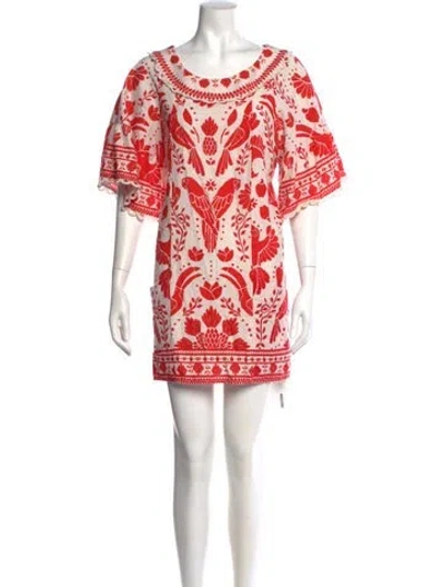 Pre-owned Farm Rio Printed Mini Dress In Red