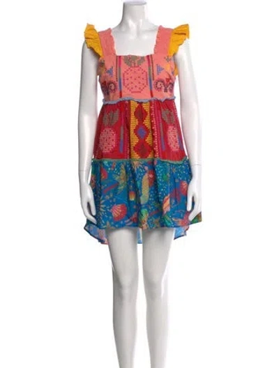 Pre-owned Farm Rio Printed Mini Dress In Red