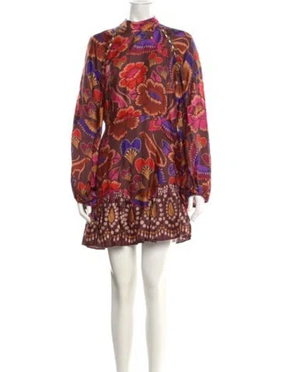 Pre-owned Farm Rio Printed Mini Dress In Red