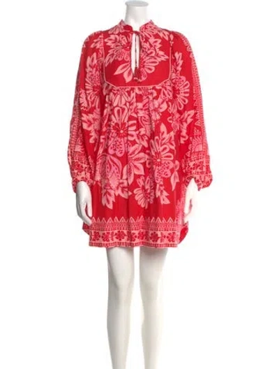 Pre-owned Farm Rio Printed Mini Dress In Red