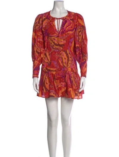 Pre-owned Farm Rio Printed Mini Dress In Red