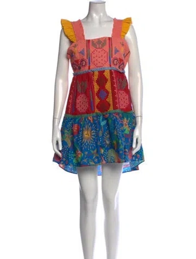 Pre-owned Farm Rio Printed Mini Dress In Red