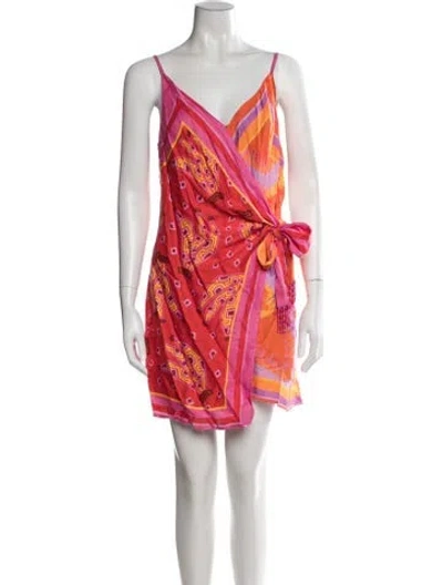 Pre-owned Farm Rio Printed Mini Dress In Red