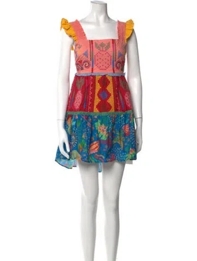 Pre-owned Farm Rio Printed Mini Dress In Red