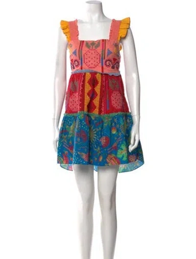 Pre-owned Farm Rio Printed Mini Dress In Red