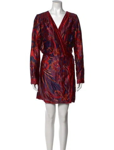 Pre-owned Farm Rio Printed Mini Dress In Red