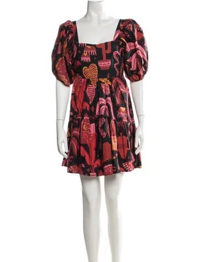Pre-owned Farm Rio Printed Mini Dress In Red