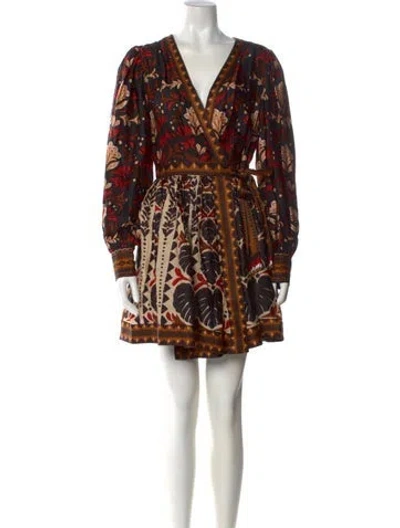 Pre-owned Farm Rio Printed Mini Dress W/ Tags In Black