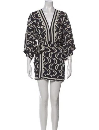 Pre-owned Farm Rio Printed Mini Dress W/ Tags In Black