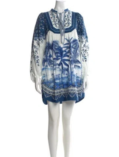 Pre-owned Farm Rio Printed Mini Dress W/ Tags In Blue