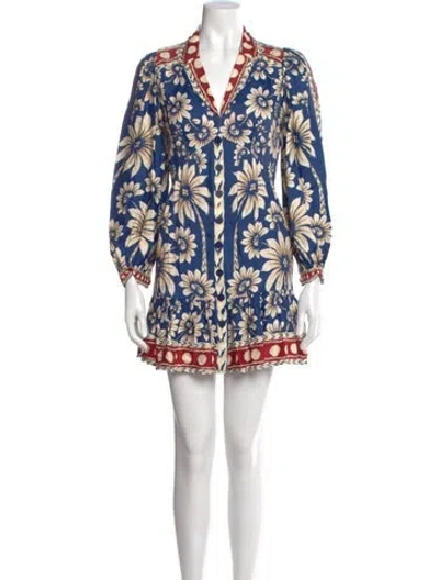 Pre-owned Farm Rio Printed Mini Dress W/ Tags In Blue