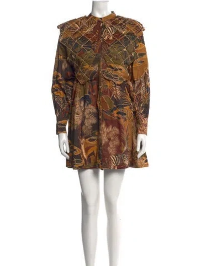 Pre-owned Farm Rio Printed Mini Dress W/ Tags In Brown