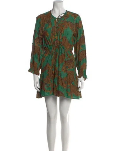 Pre-owned Farm Rio Printed Mini Dress W/ Tags In Green
