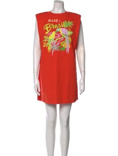 Pre-owned Farm Rio Printed Mini Dress W/ Tags In Orange