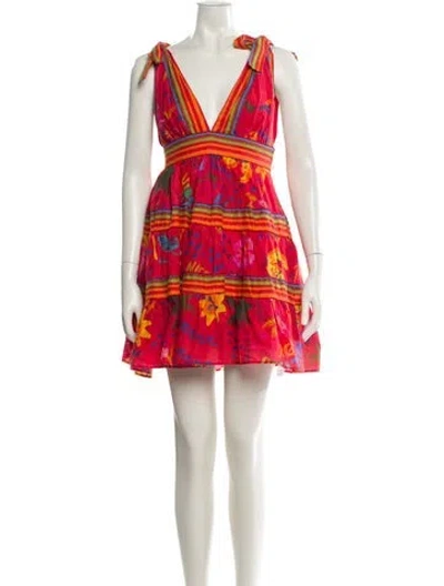 Pre-owned Farm Rio Printed Mini Dress W/ Tags In Red
